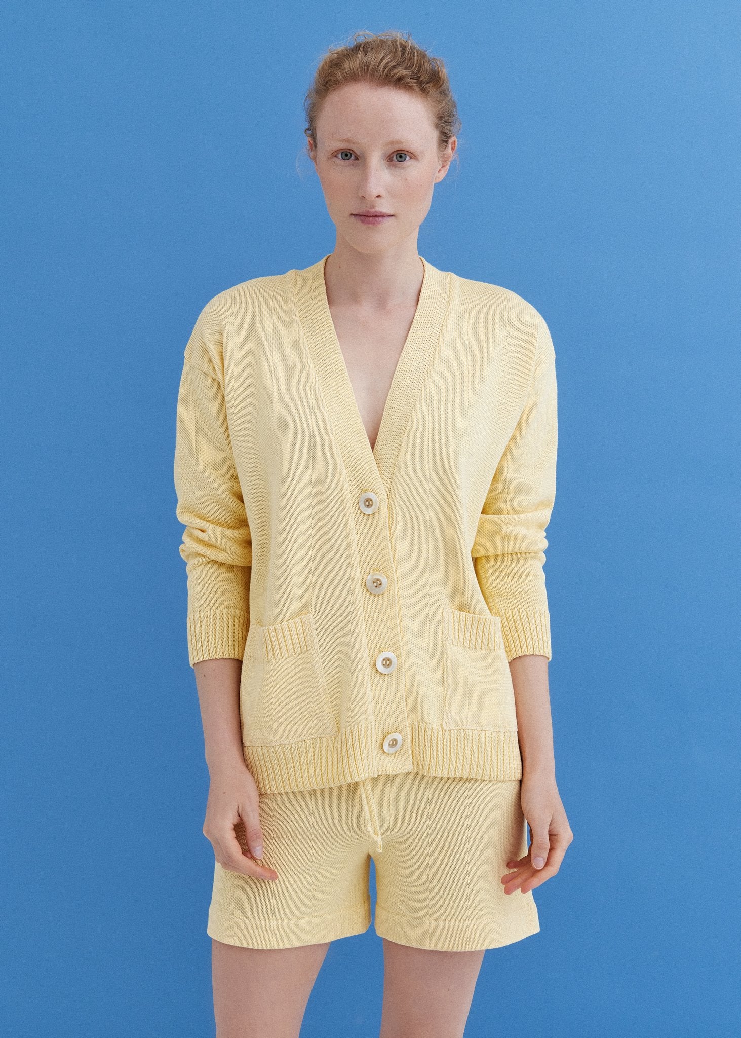 Knitted Cotton Cardigan with Buttons Sun