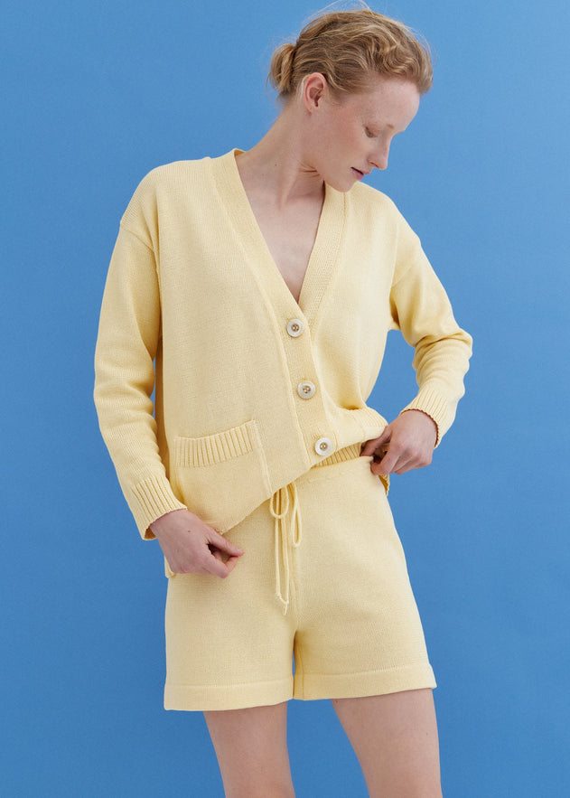 Knitted Cotton Cardigan with Buttons Sun