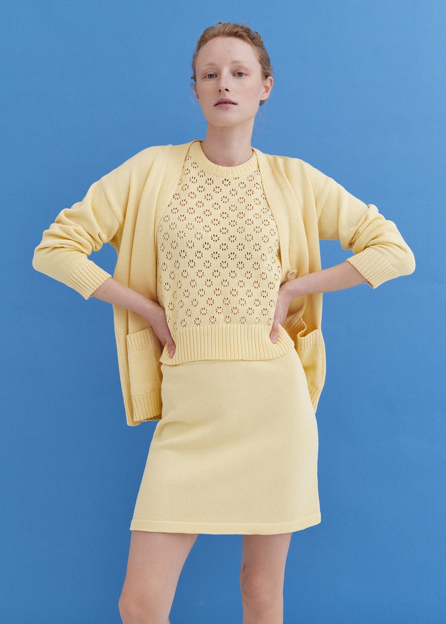 Knitted Cotton Mini Skirt Sun