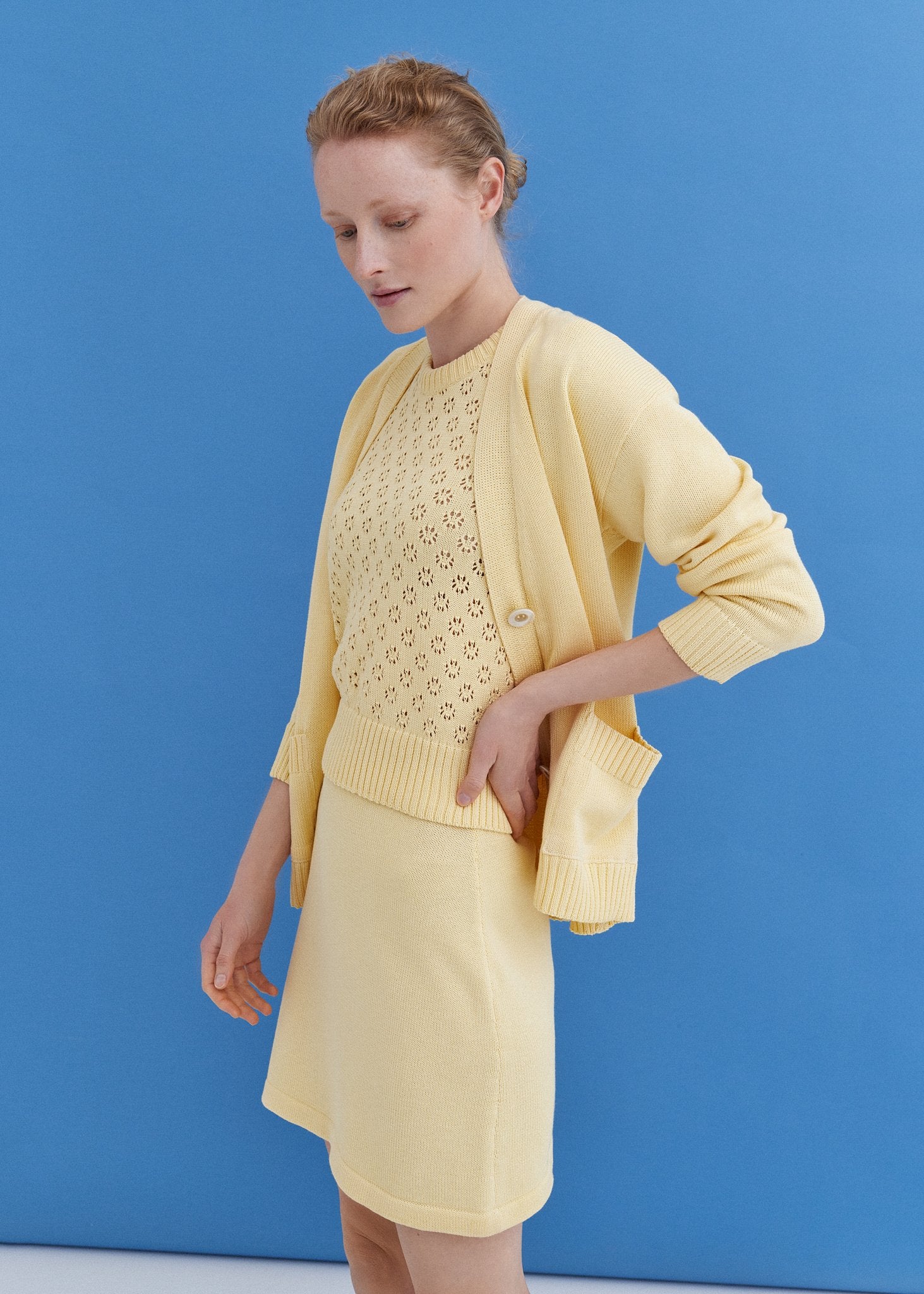 Knitted Cotton Mini Skirt Sun