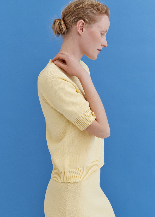 Knitted Cotton Short Sleeve Top Sun