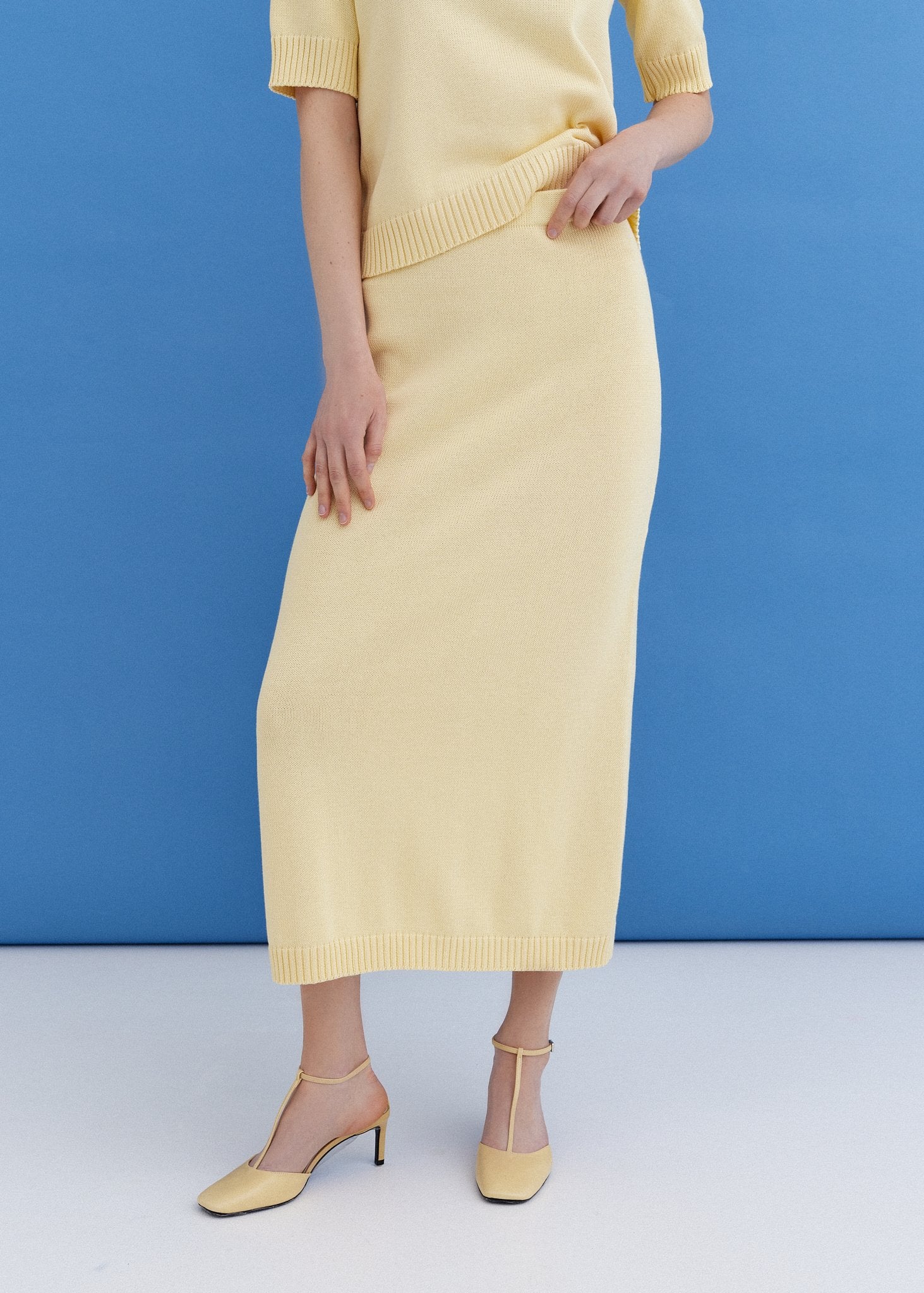 Knitted Cotton Midi Skirt Sun