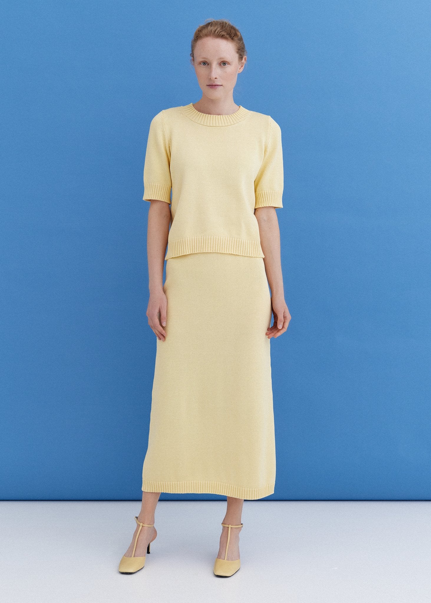 Knitted Cotton Top and Skirt Set Sun