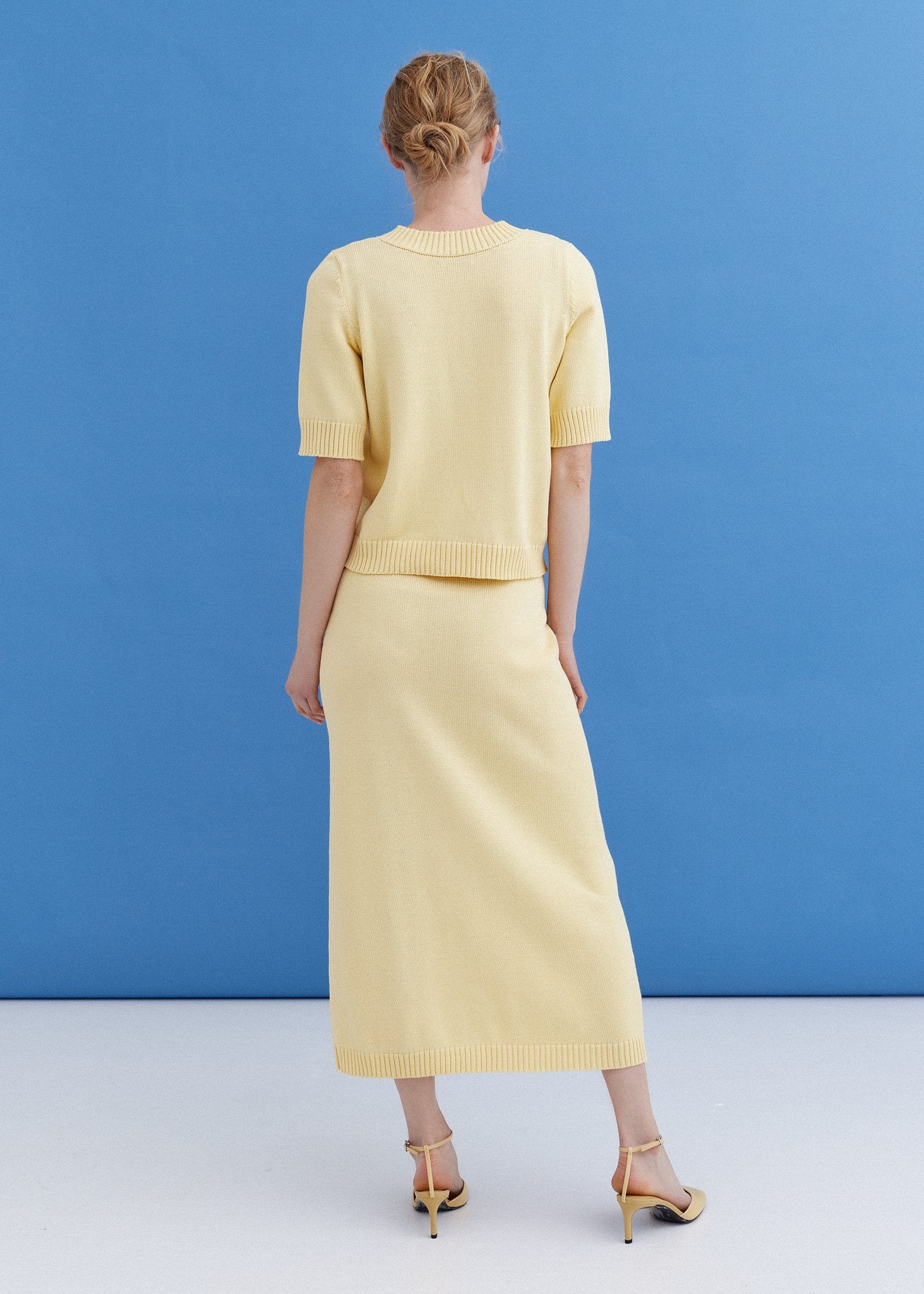 Knitted Cotton Top and Skirt Set Sun