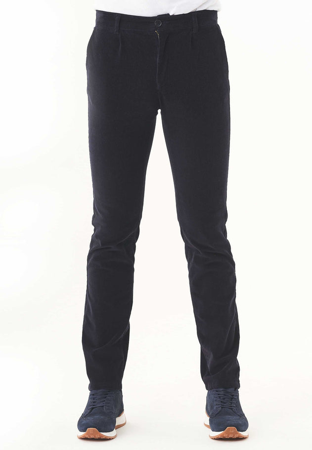 Men's Regular Fit Corduroy Trousers Dark Navy
