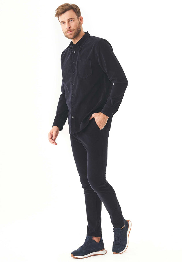 Men's Regular Fit Corduroy Trousers Dark Navy