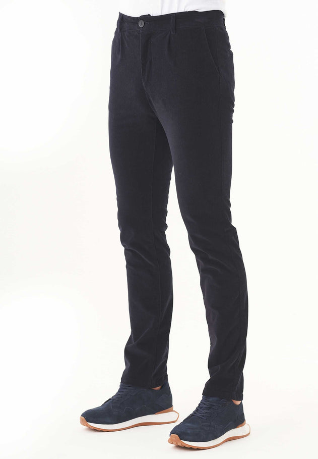 Men's Regular Fit Corduroy Trousers Dark Navy
