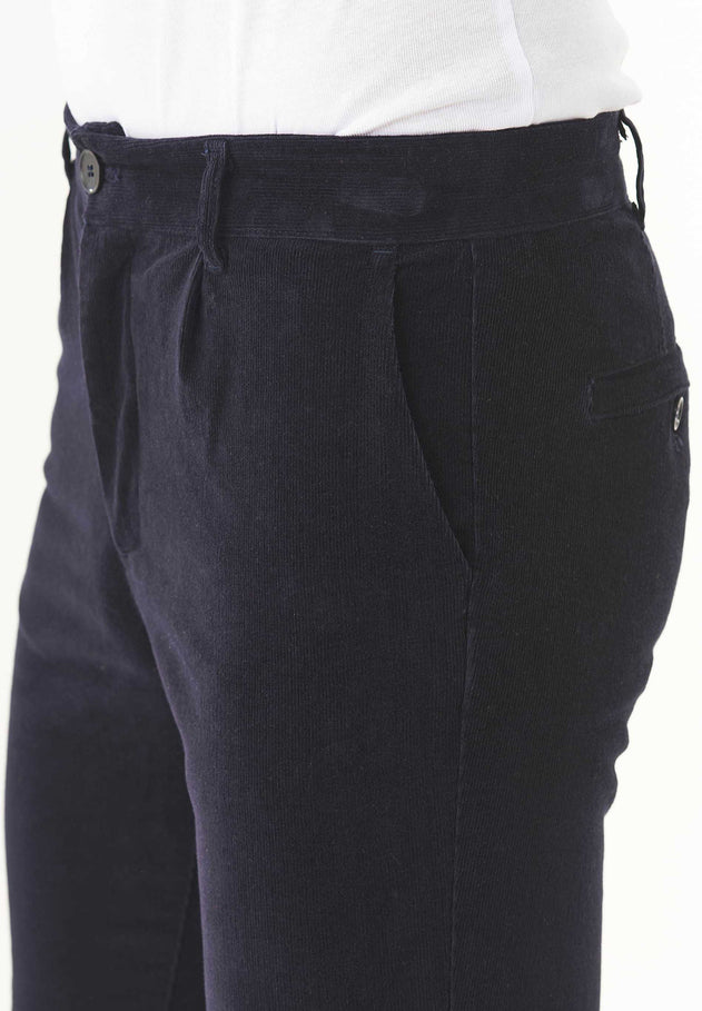 Men's Regular Fit Corduroy Trousers Dark Navy