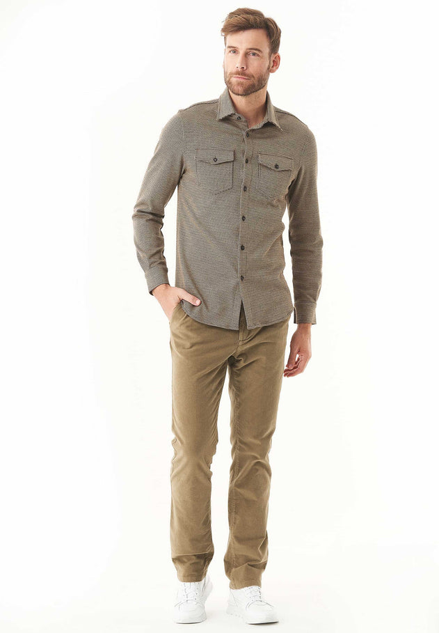 Men's Regular Fit Corduroy Trousers Olive Oil
