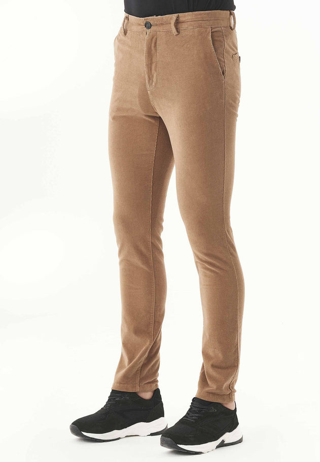 Men's Slim Fit Corduroy Trousers Camel