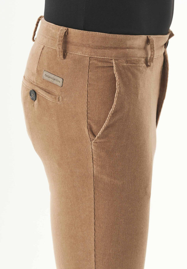 Men's Slim Fit Corduroy Trousers Camel
