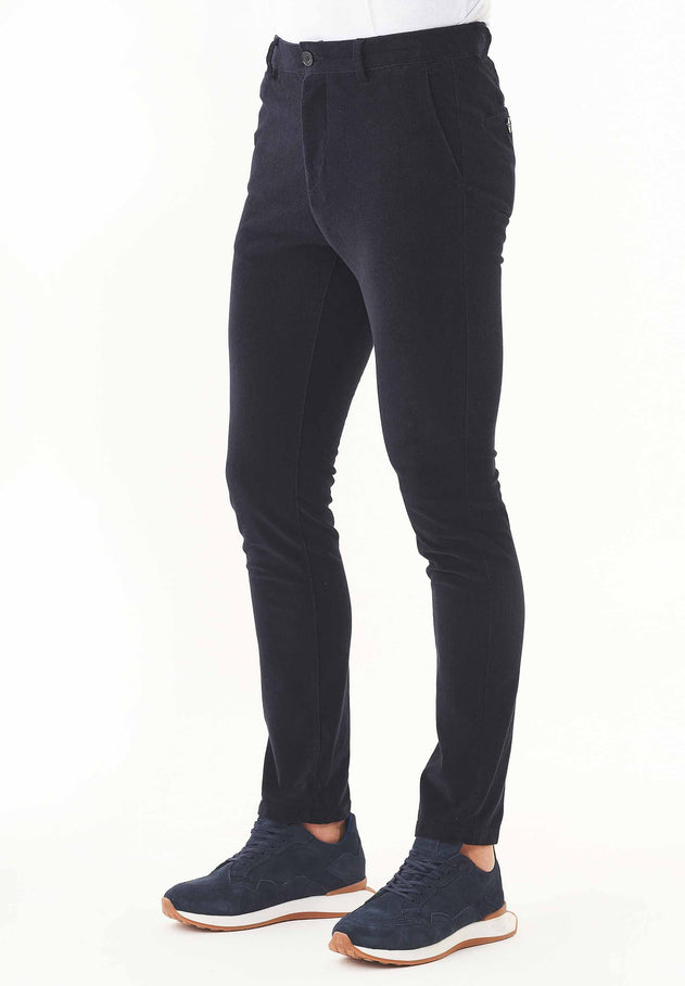 Men's Slim Fit Corduroy Trousers Dark Navy