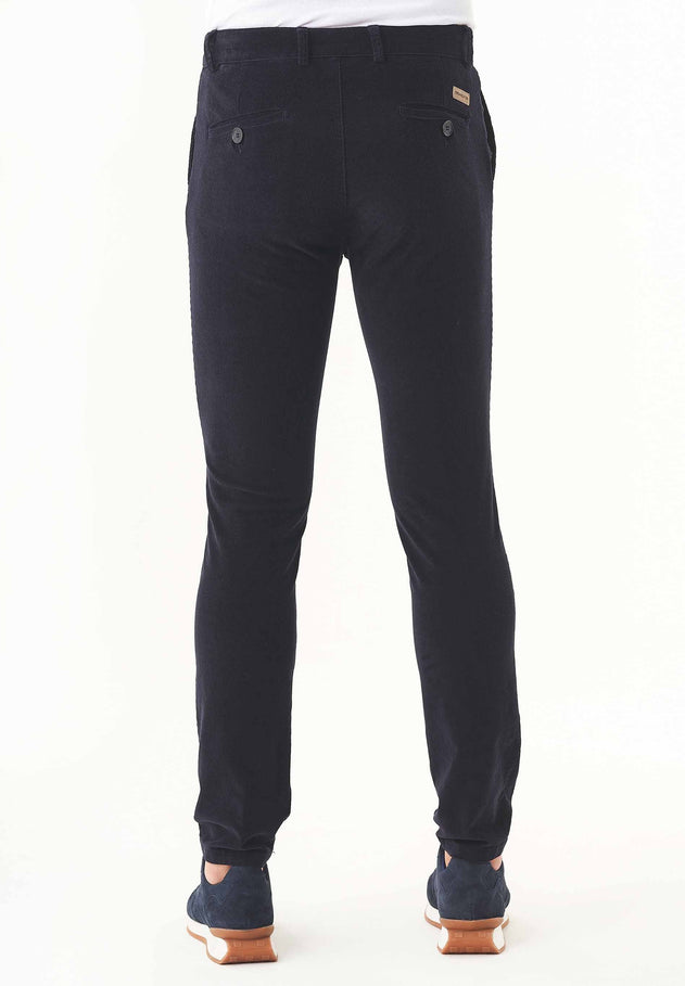 Men's Slim Fit Corduroy Trousers Dark Navy