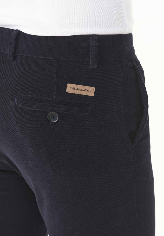 Men's Slim Fit Corduroy Trousers Dark Navy