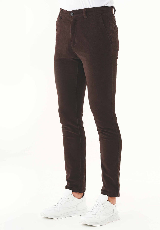 Men's Slim Fit Corduroy Trousers Espresso