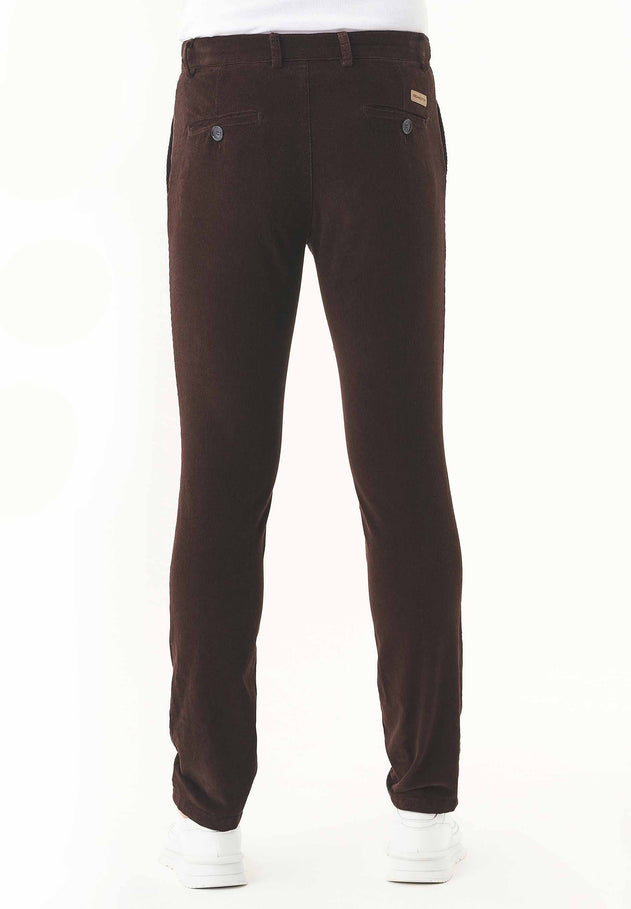 Men's Slim Fit Corduroy Trousers Espresso