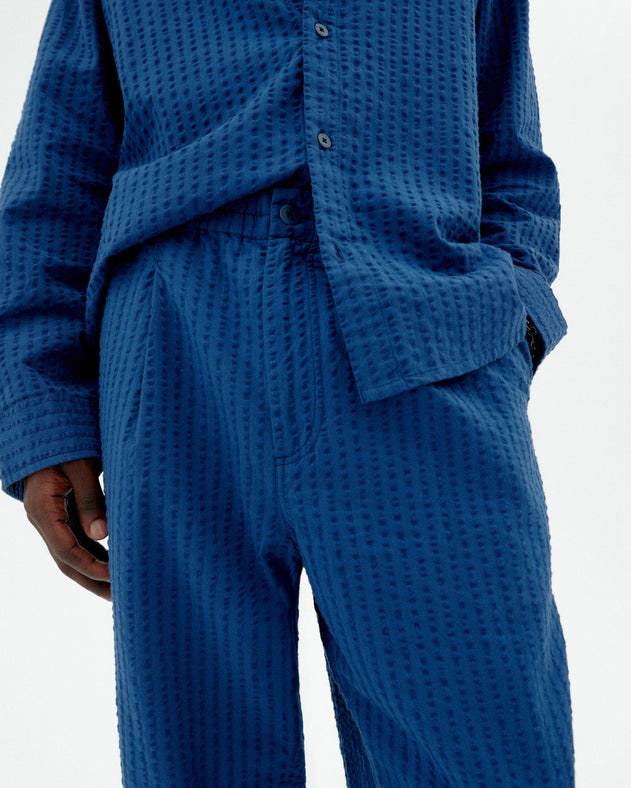 Men's Luc Loose Seersucker Pants Blue