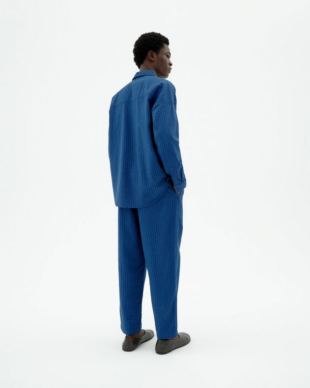 Men's Luc Loose Seersucker Pants Blue