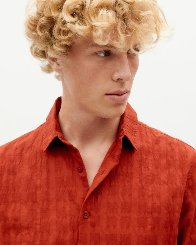 Men's Tom Button-Up Shirt Cuadrito Red