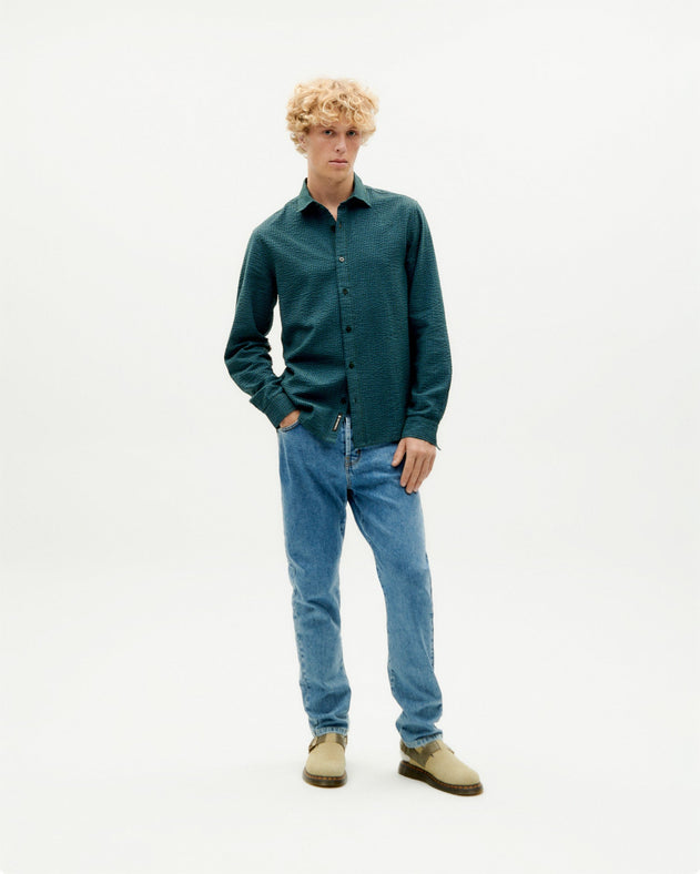 Thomas Shirt Green Seersucker