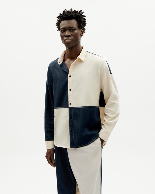 Men's Haru Button-Up Shirt Black/White