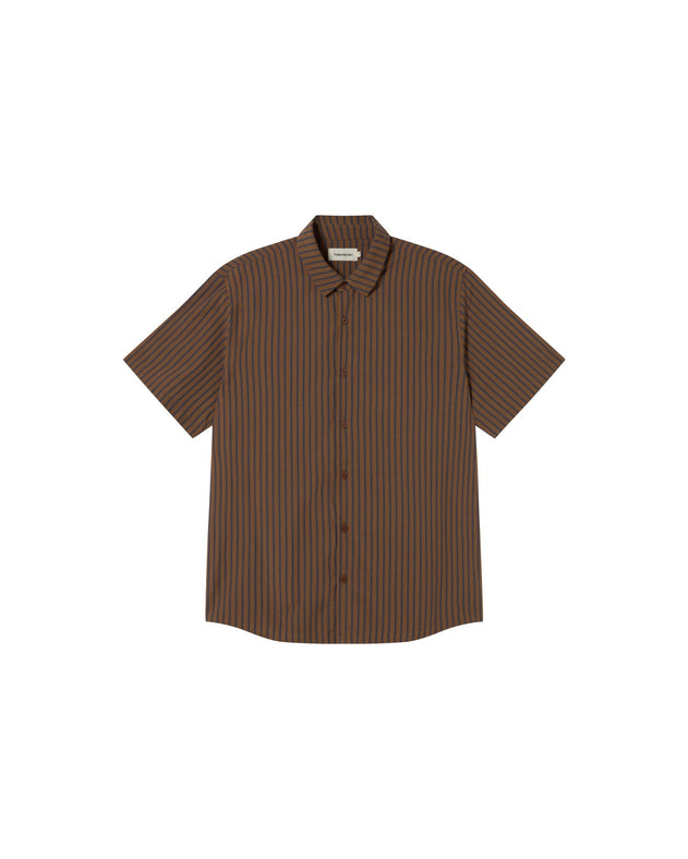 Men's Tom Button-Up Shirt Brown Striped