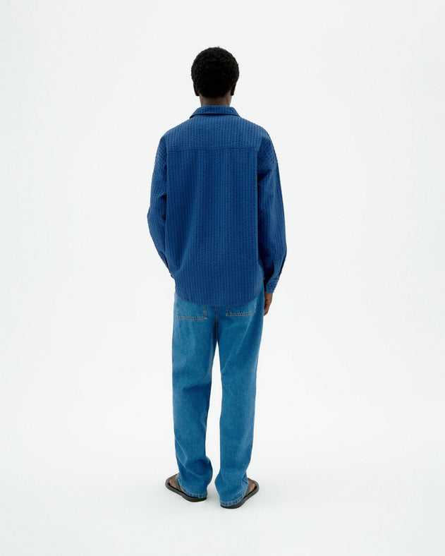 Men's Haru Seersucker Shirt Blue
