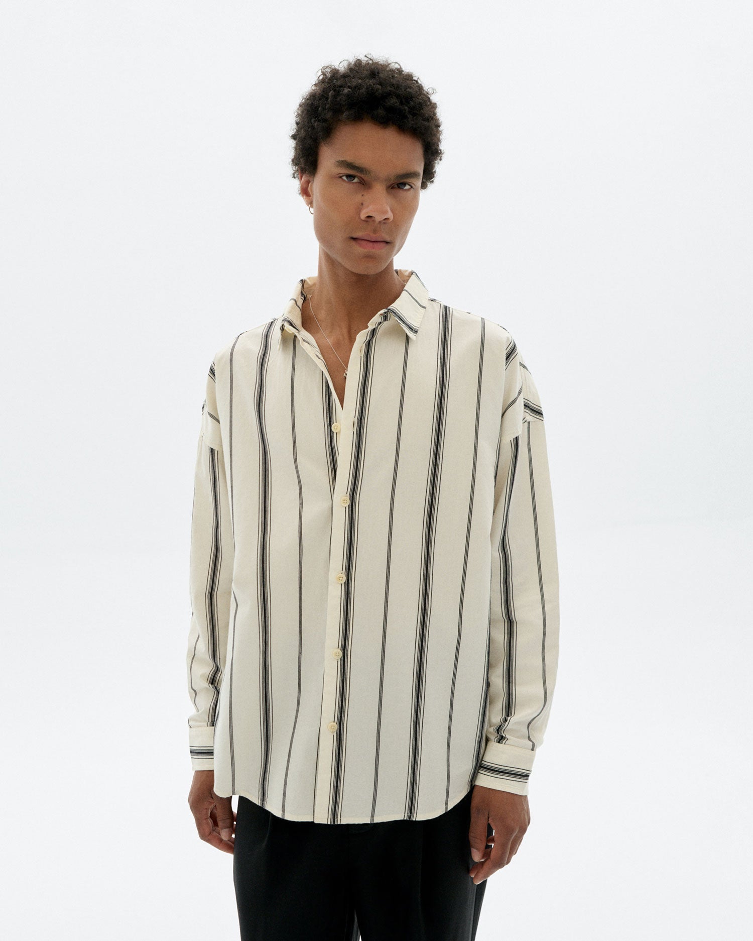 Haru Shirt White Black Striped