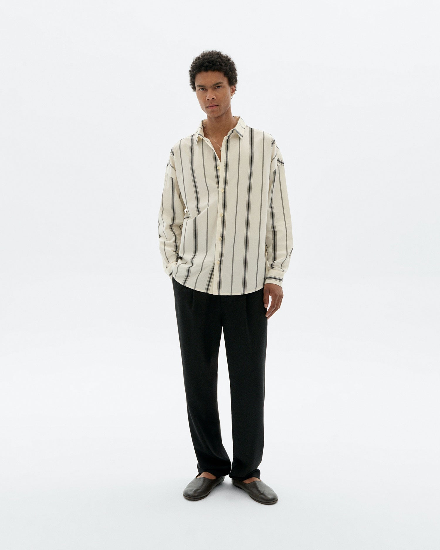 Haru Shirt White Black Striped