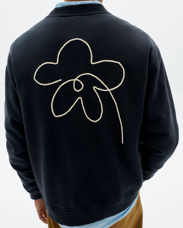 Leon Sweatshirt Hand Embroidered Flower Navy