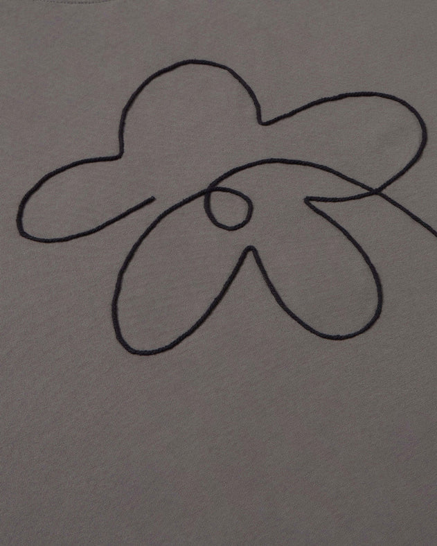 Aaron T-Shirt Grey Hand Embroidered Flower