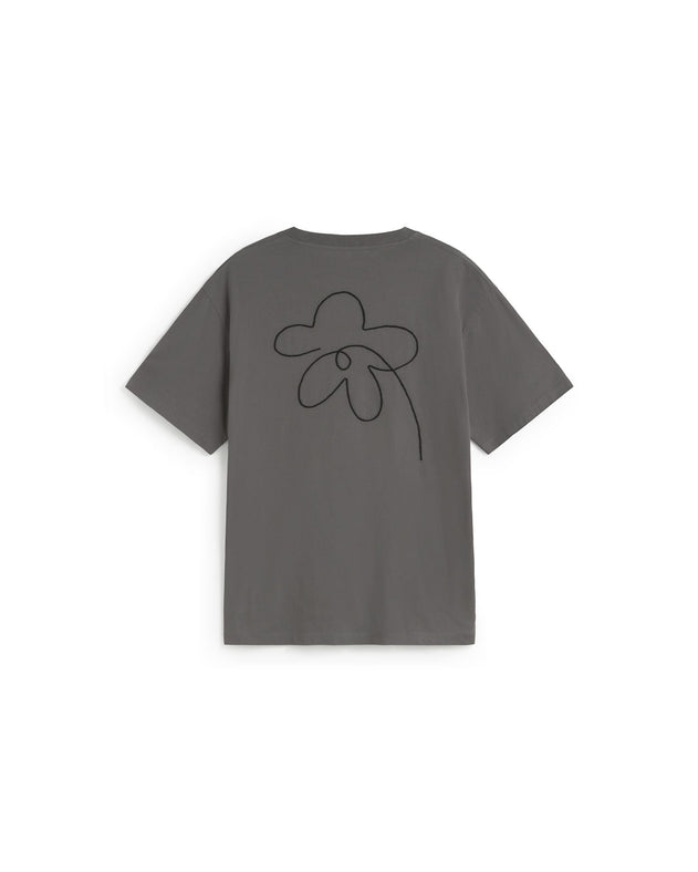 Aaron T-Shirt Grey Hand Embroidered Flower