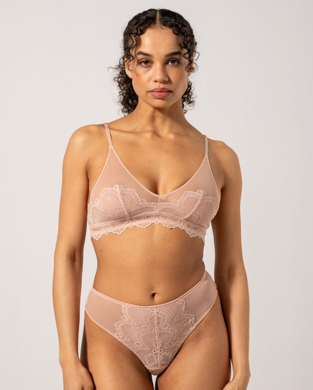 Pitsi Mesh Kolmiorintaliivit Beige