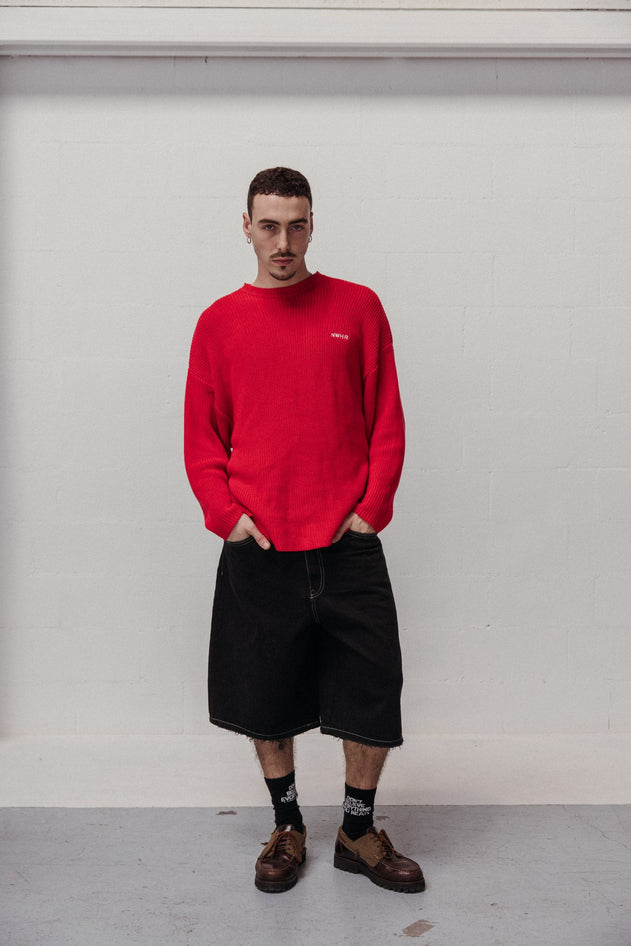 Boxy Knit Jersey Red