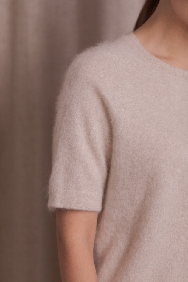 Karlie Short Sleeve Cashmere Sweater Latte