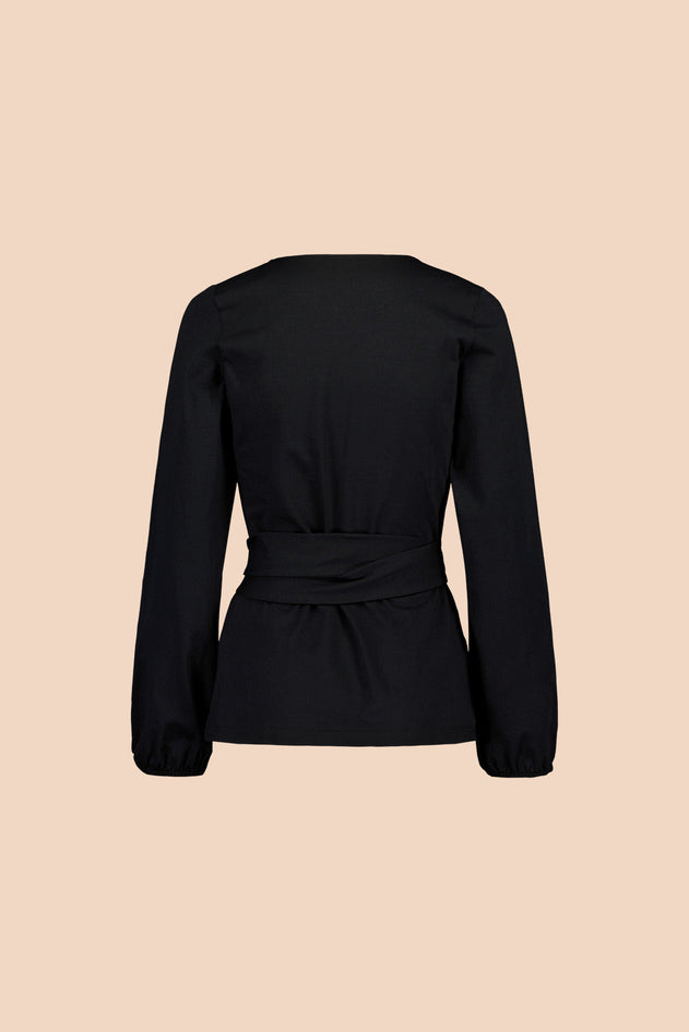 Soft Wrap Blouse Black