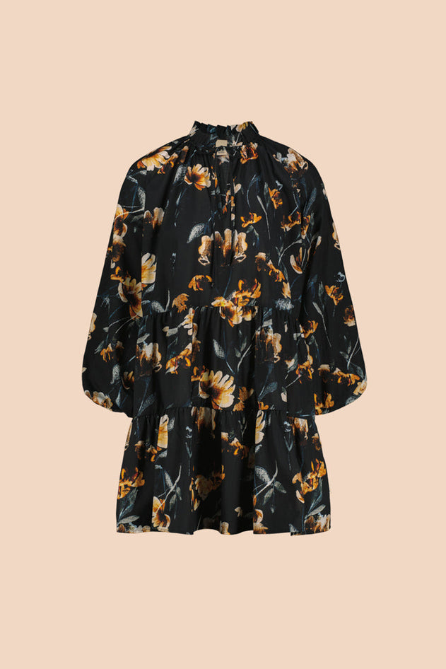 Voluminous Tunic Black Poppies