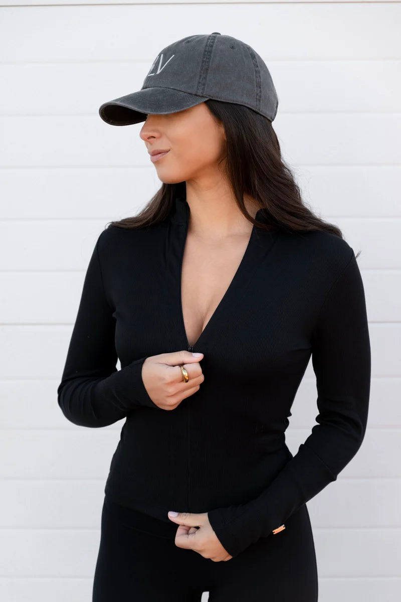 Invisible Zip Jacket Black