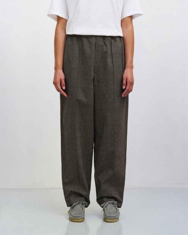 Pleated Wide Pants Canvas Brown
