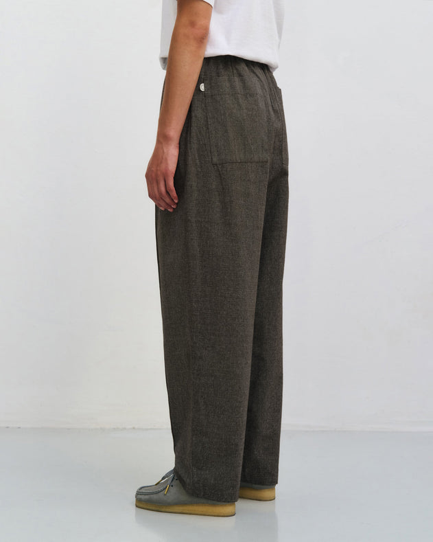 Pleated Wide Pants Canvas Brown