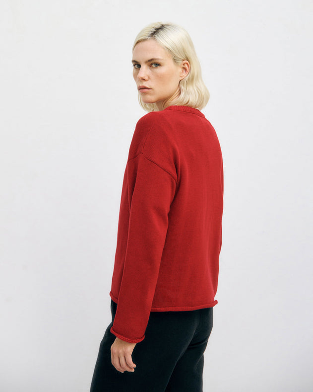 Relaxed Knit Sweatshirt Washed Burgundy