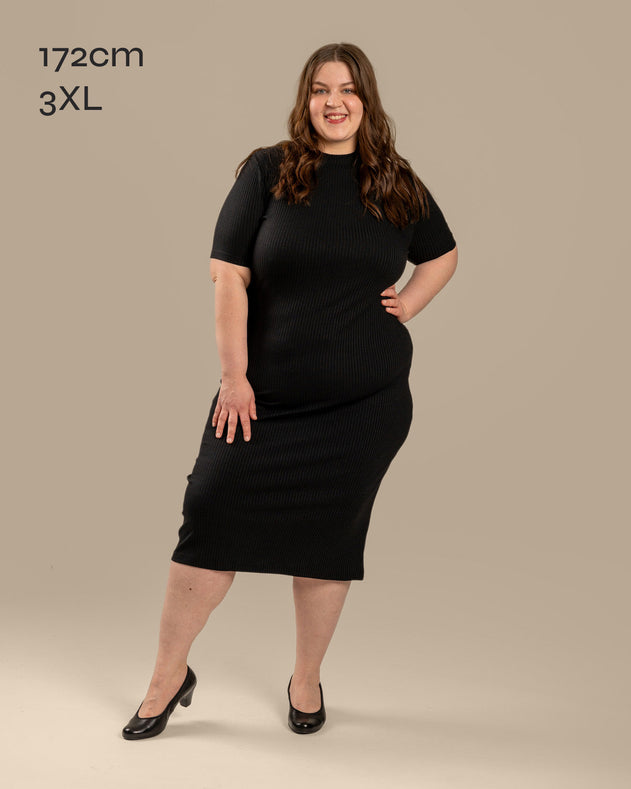 Ribbed T-Shirt Dress Black