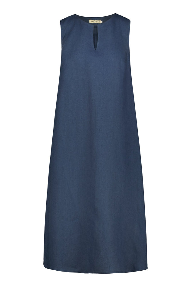 Rumar Strand Linen Midi Dress Blue