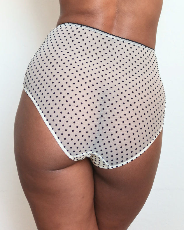 Mesh Highwaist Briefs Cream/Black