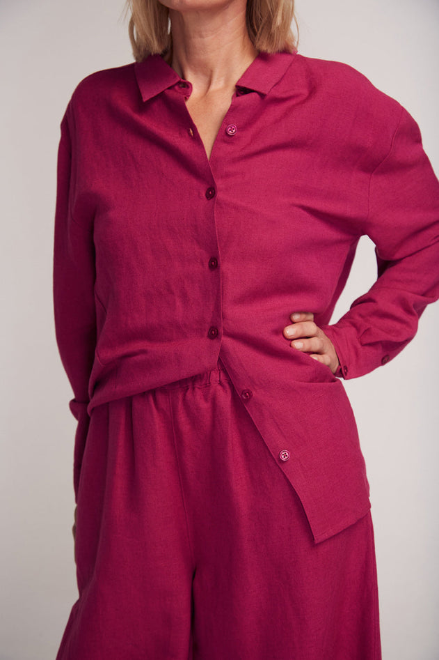 Iya Linen Blend Shirt Magenta