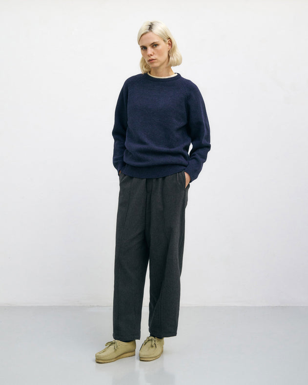 Smiling Knit Sweatshirt Blue Melange