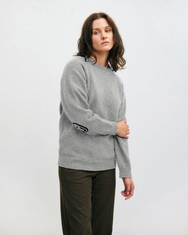 Smiling Knit Sweatshirt Grey Melange
