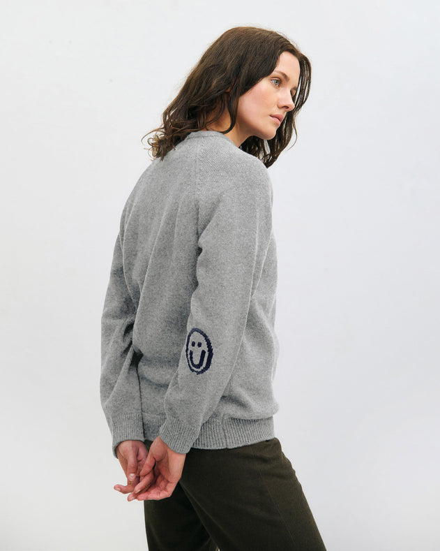 Smiling Knit Sweatshirt Grey Melange