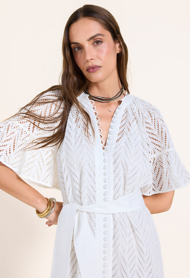Solstice Midi Dress Crispy White