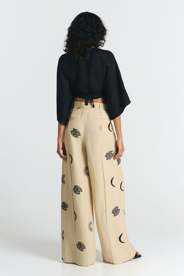 Randa Pants Embroidered Beige
